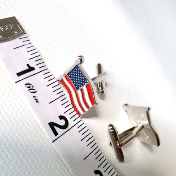 Stainless Steel American Flag Cuff Links - Picture 4 of 4